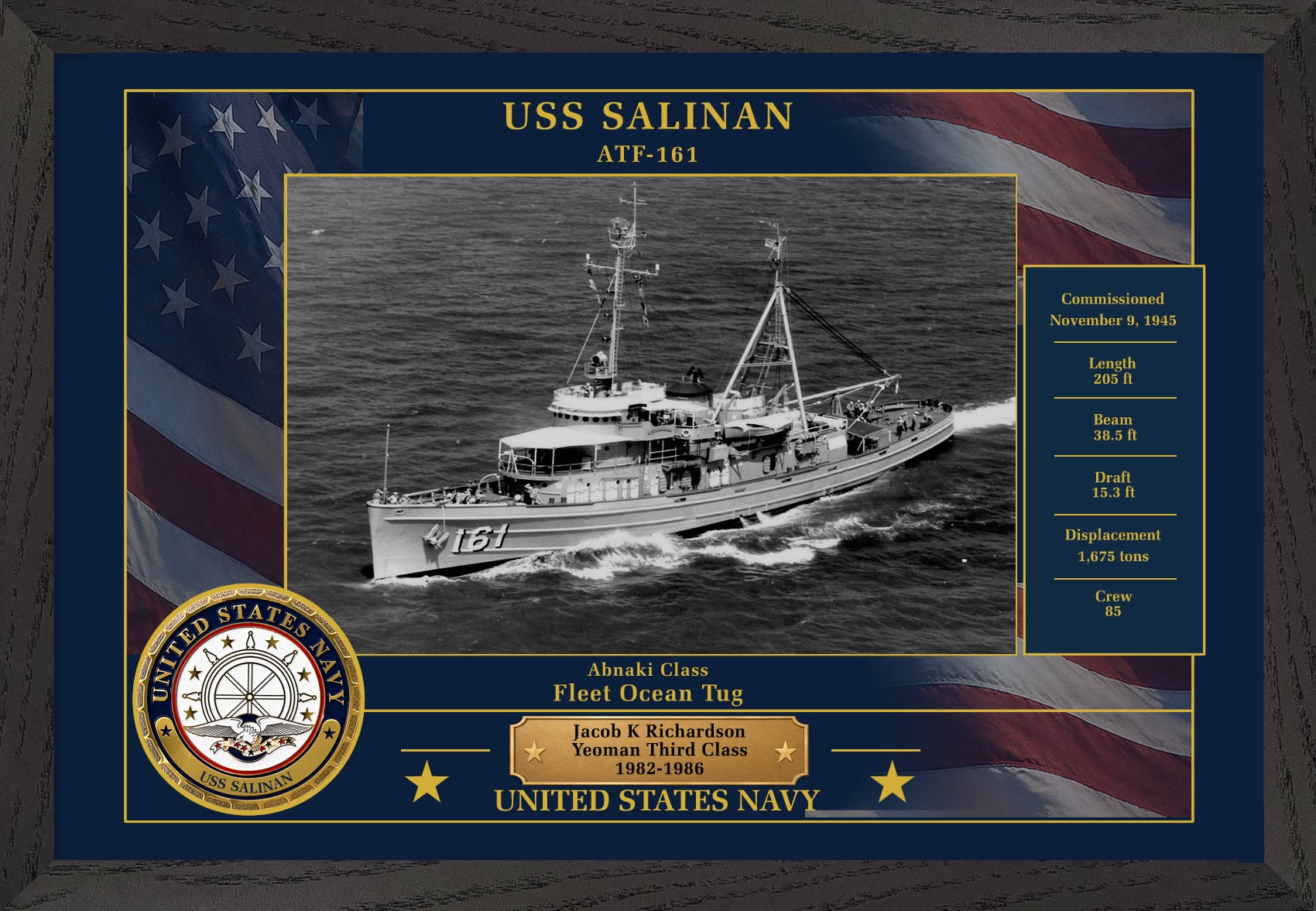 USS Salinan ATF-161 Framed Patriotic Photo