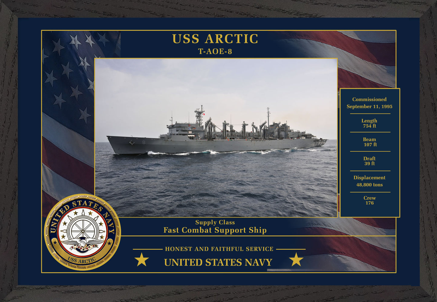 USS Arctic T AOE-8 Framed Patriotic Photo