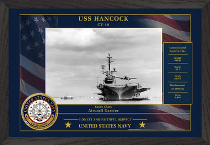 USS Hancock CV-19 Framed Patriotic Photo
