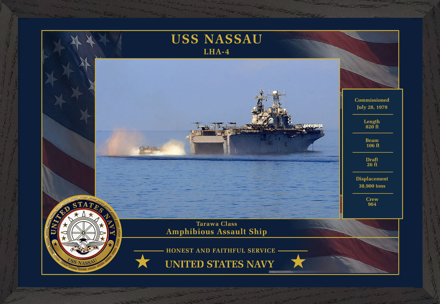 USS Nassau LHA-4 Framed Patriotic Photo