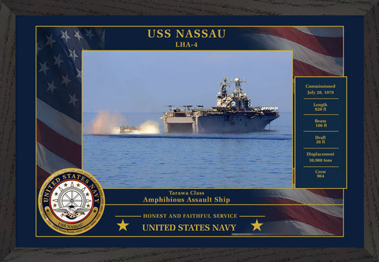 USS Nassau LHA-4 Framed Patriotic Photo