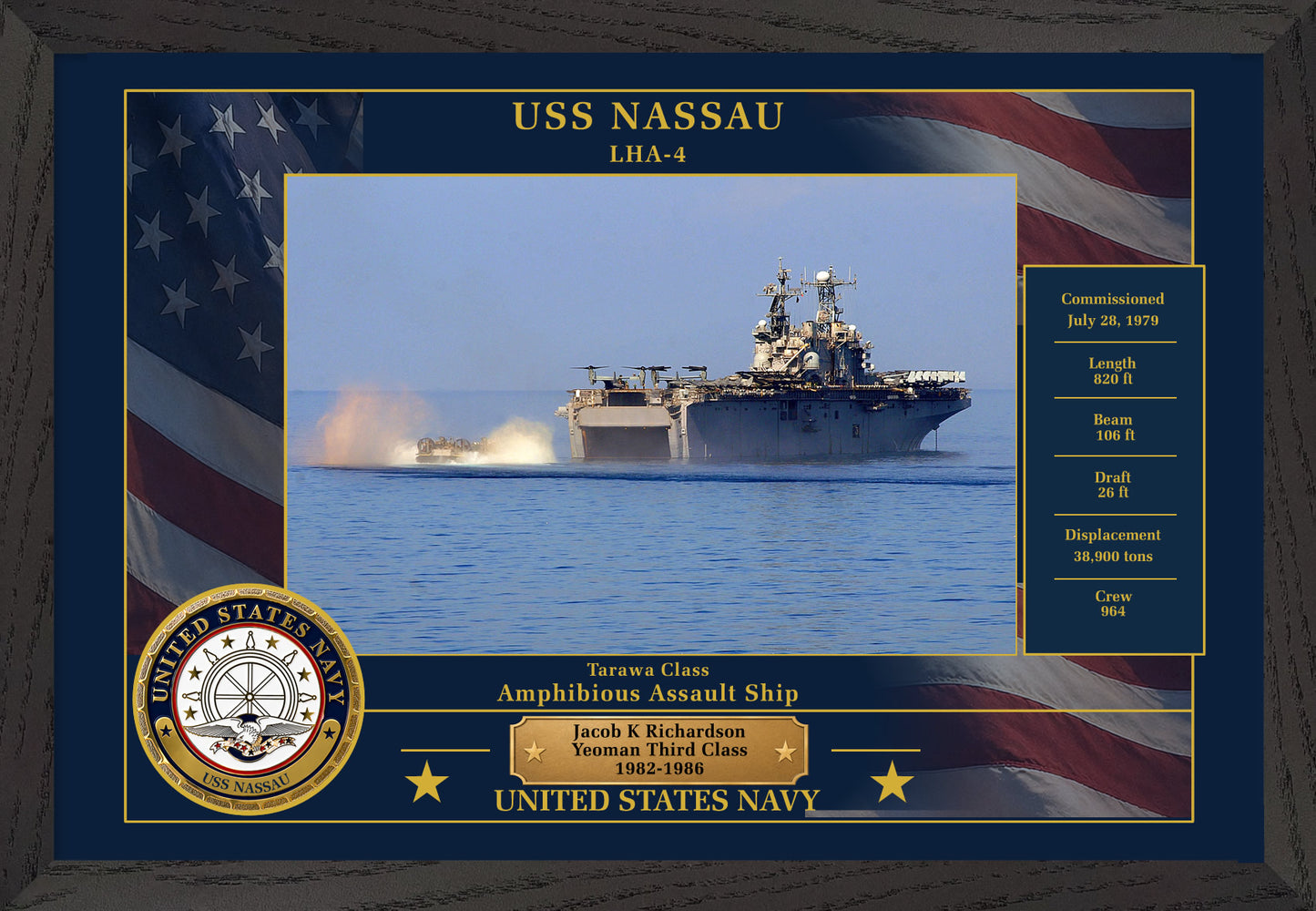 USS Nassau LHA-4 Framed Patriotic Photo