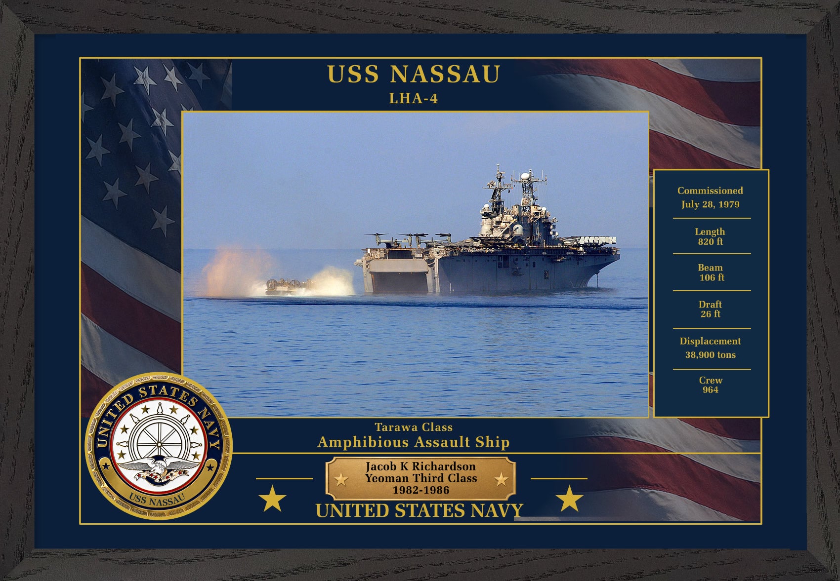 USS Nassau LHA-4 Framed Patriotic Photo