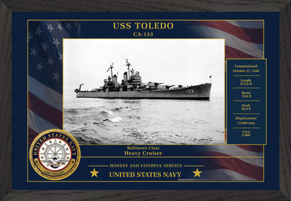 USS Toledo CA-133 Framed Patriotic Photo