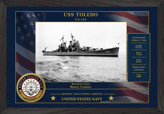 USS Toledo CA-133 Framed Patriotic Photo