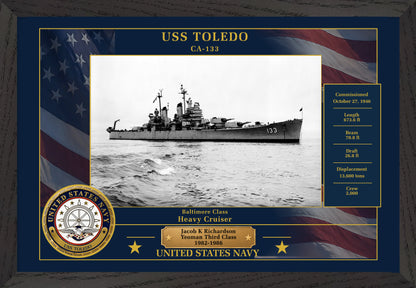 USS Toledo CA-133 Framed Patriotic Photo
