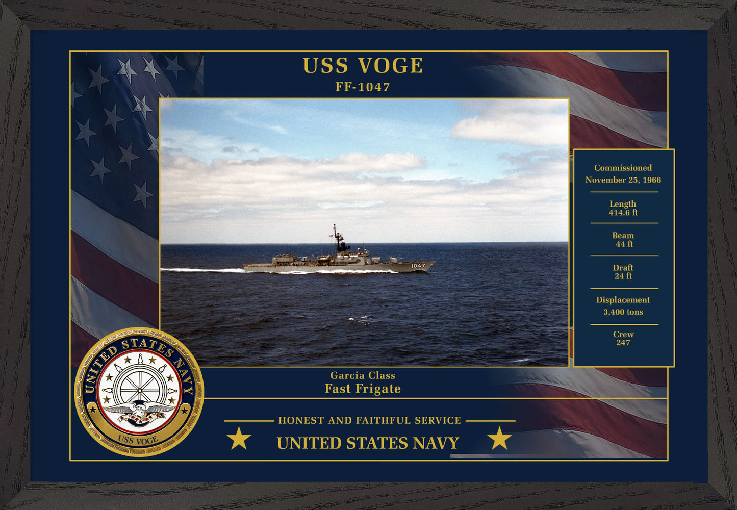 USS Voge FF-1047 Framed Patriotic Photo
