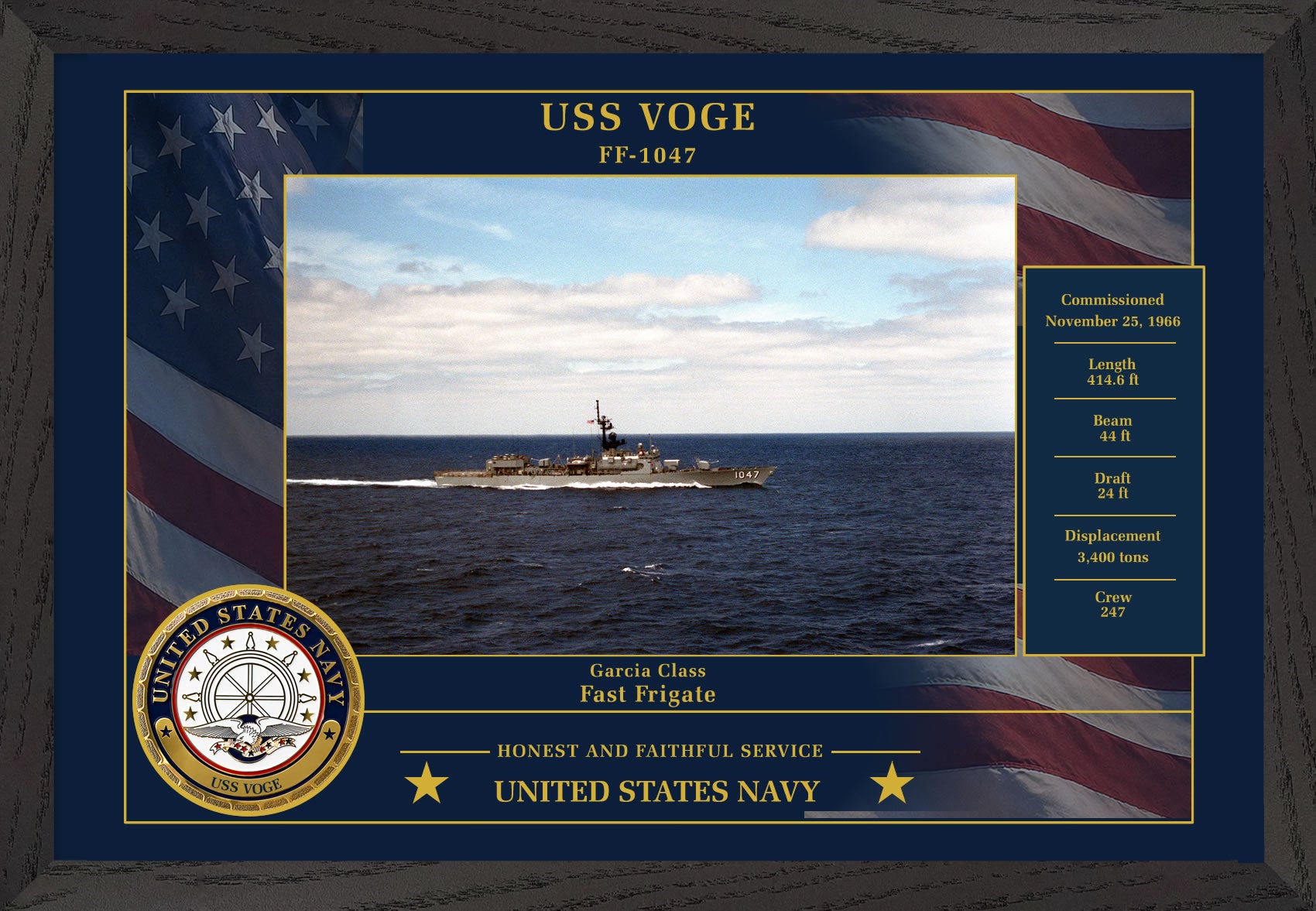 USS Voge FF-1047 Framed Patriotic Photo