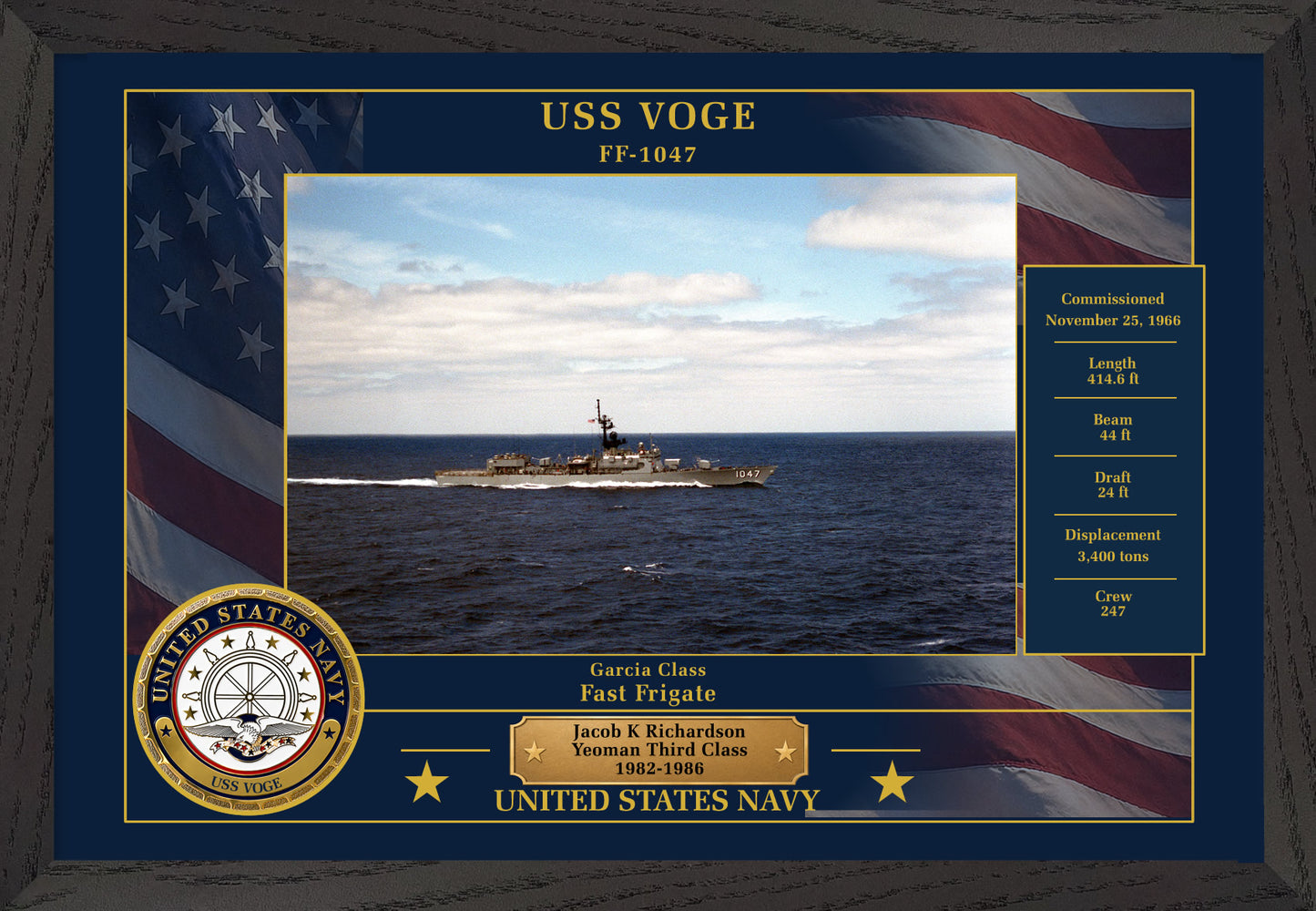 USS Voge FF-1047 Framed Patriotic Photo