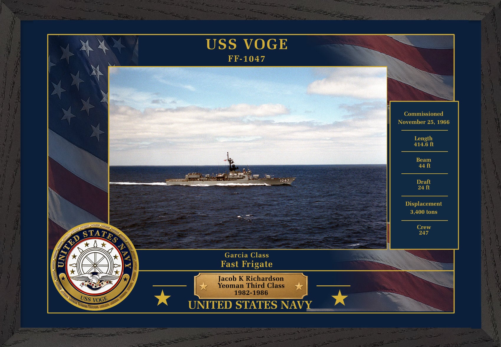 USS Voge FF-1047 Framed Patriotic Photo