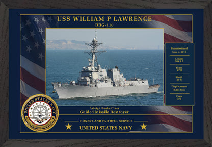 USS William P Lawrence DDG-110 Framed Patriotic Photo