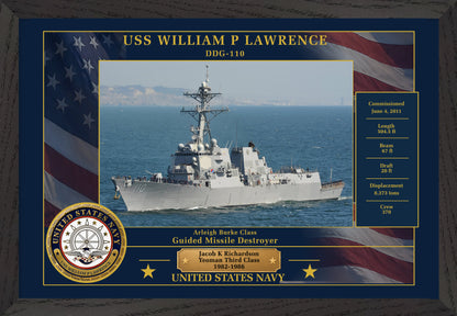 USS William P Lawrence DDG-110 Framed Patriotic Photo