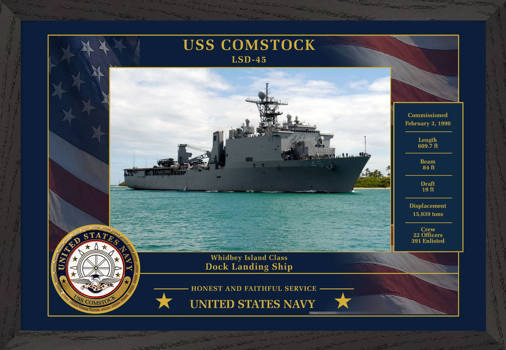 USS Comstock LSD-45 Framed Patriotic Photo