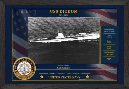 USS Diodon SS-349 Framed Patriotic Photo