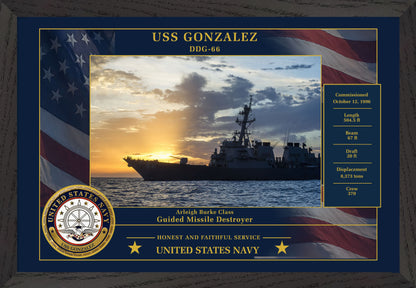 USS Gonzalez DDG-66 Framed Patriotic Photo