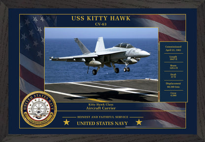 USS Kitty Hawk CV-63 Framed Patriotic Photo