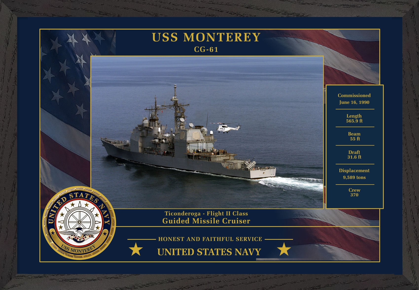 USS Monterey CG-61 Framed Patriotic Photo