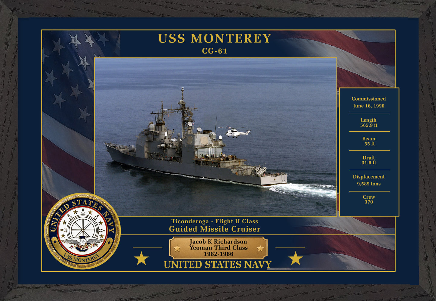 USS Monterey CG-61 Framed Patriotic Photo