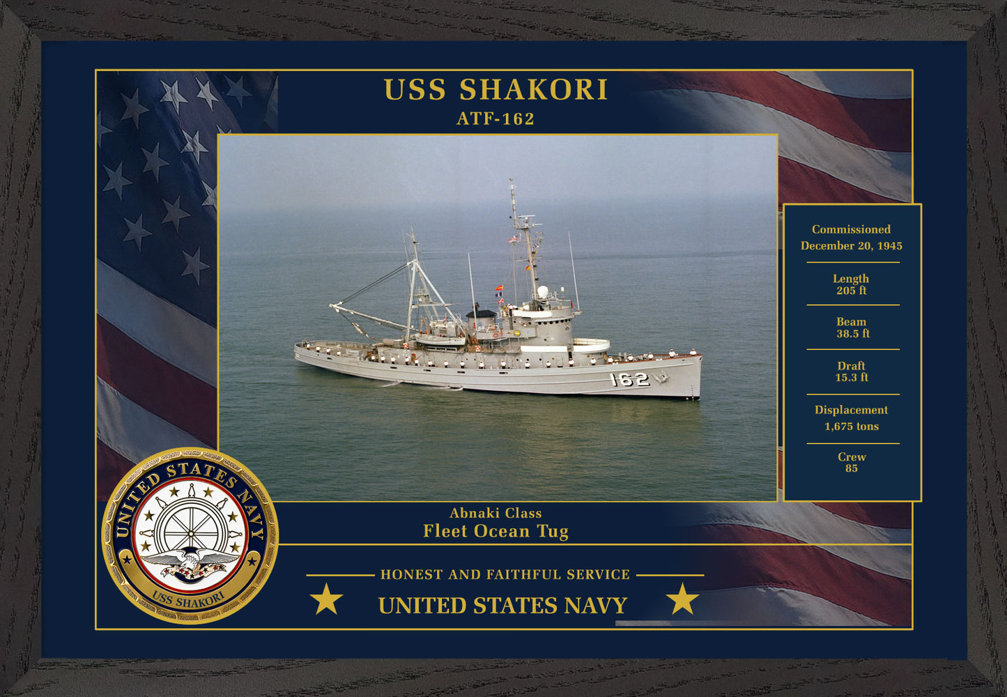 USS Shakori ATF-162 Framed Patriotic Photo
