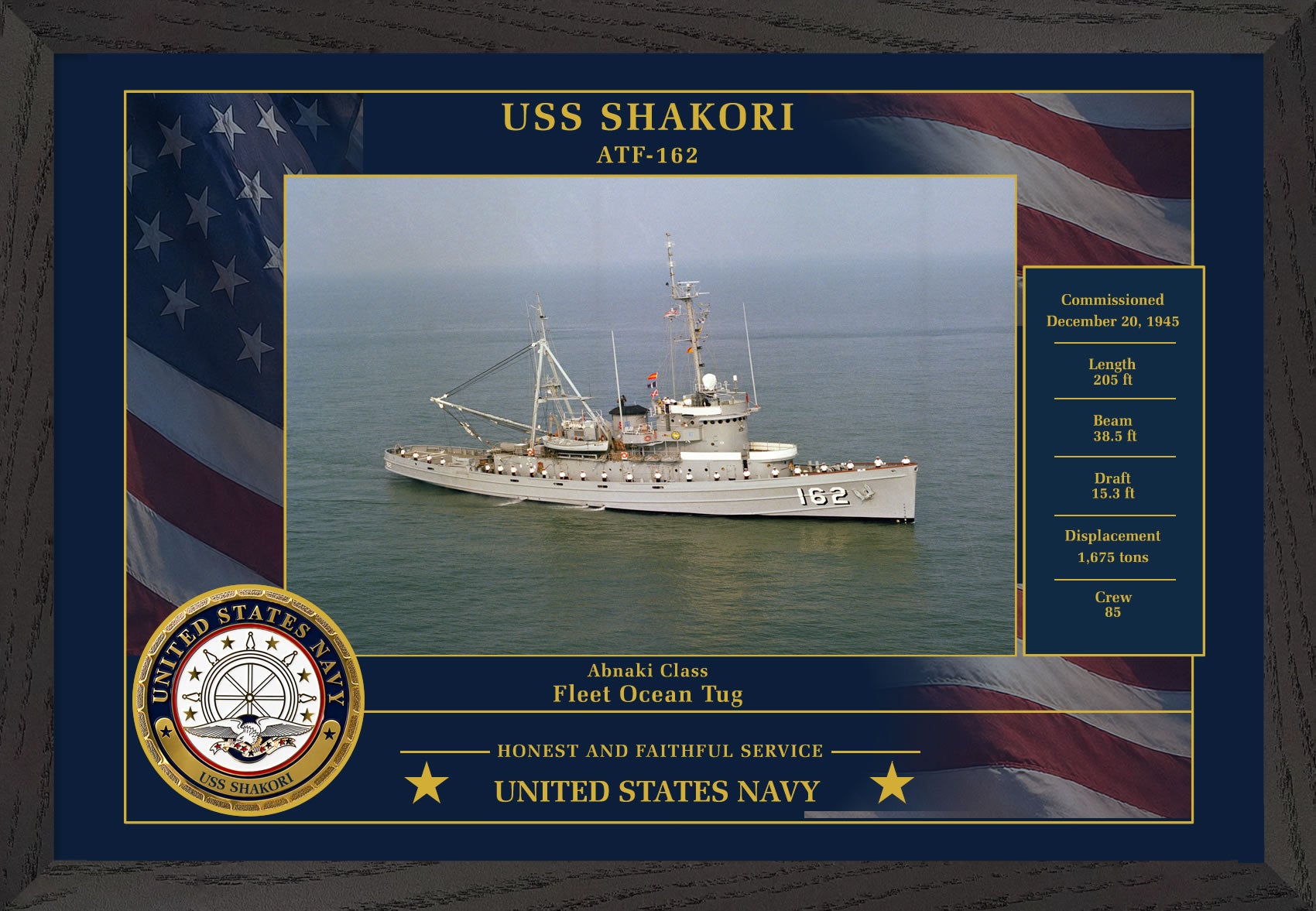 USS Shakori ATF-162 Framed Patriotic Photo