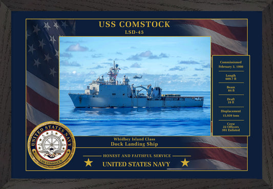 USS Comstock LSD-45 Framed Patriotic Photo