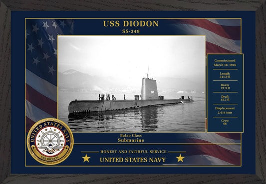 USS Diodon SS-349 Framed Patriotic Photo