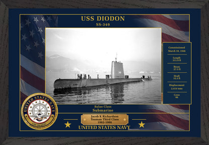 USS Diodon SS-349 Framed Patriotic Photo