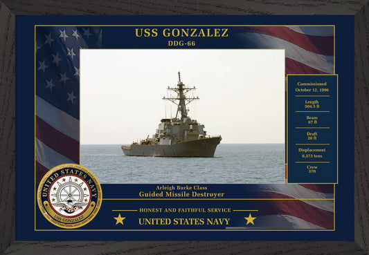 USS Gonzalez DDG-66 Framed Patriotic Photo