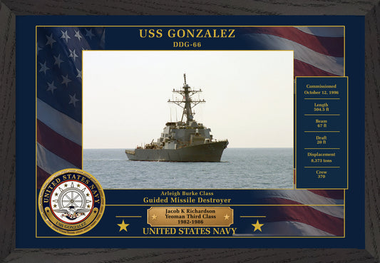 USS Gonzalez DDG-66 Framed Patriotic Photo