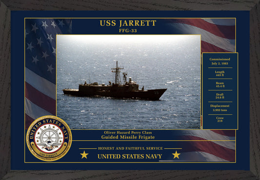 USS Jarrett FFG-33 Framed Patriotic Photo