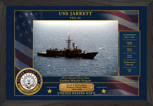 USS Jarrett FFG-33 Framed Patriotic Photo
