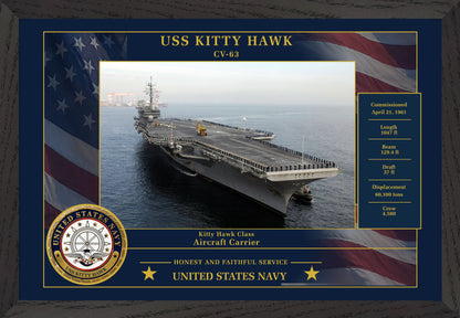 USS Kitty Hawk CV-63 Framed Patriotic Photo