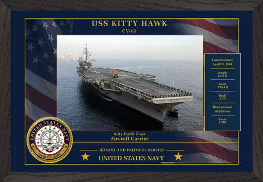 USS Kitty Hawk CV-63 Framed Patriotic Photo