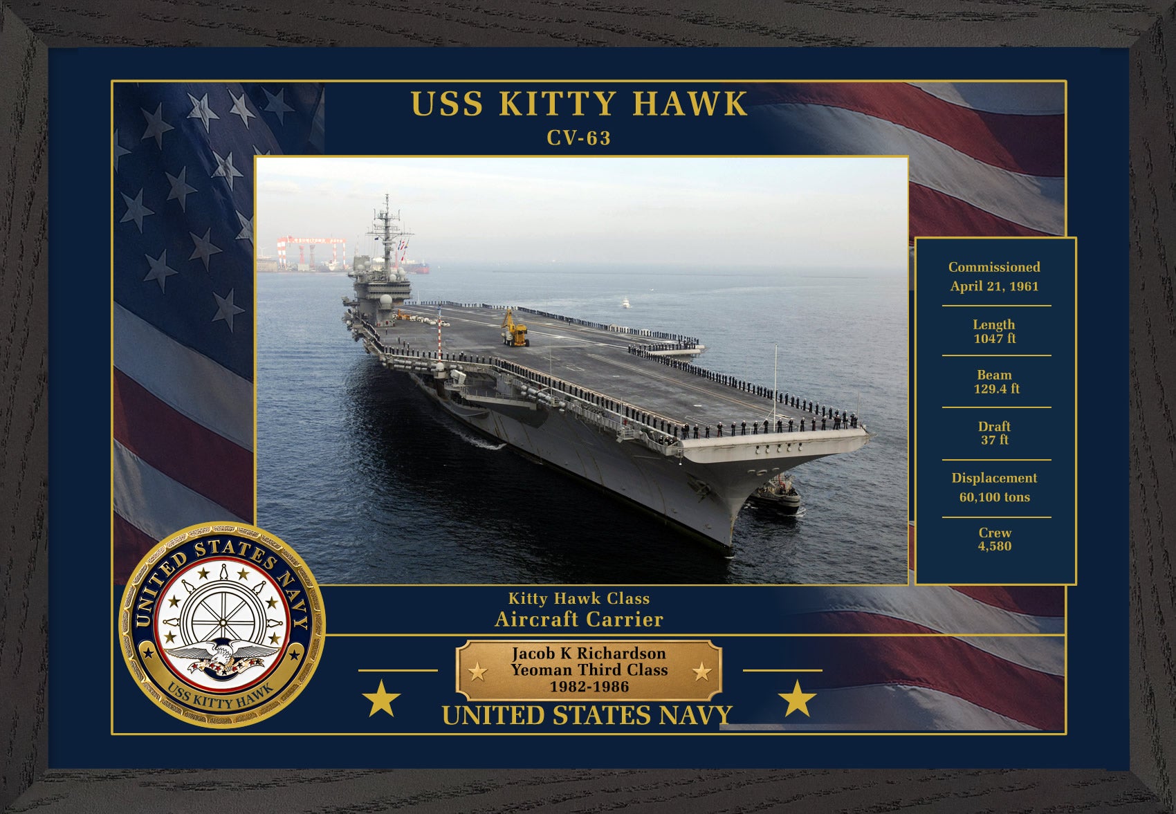 USS Kitty Hawk CV-63 Framed Patriotic Photo