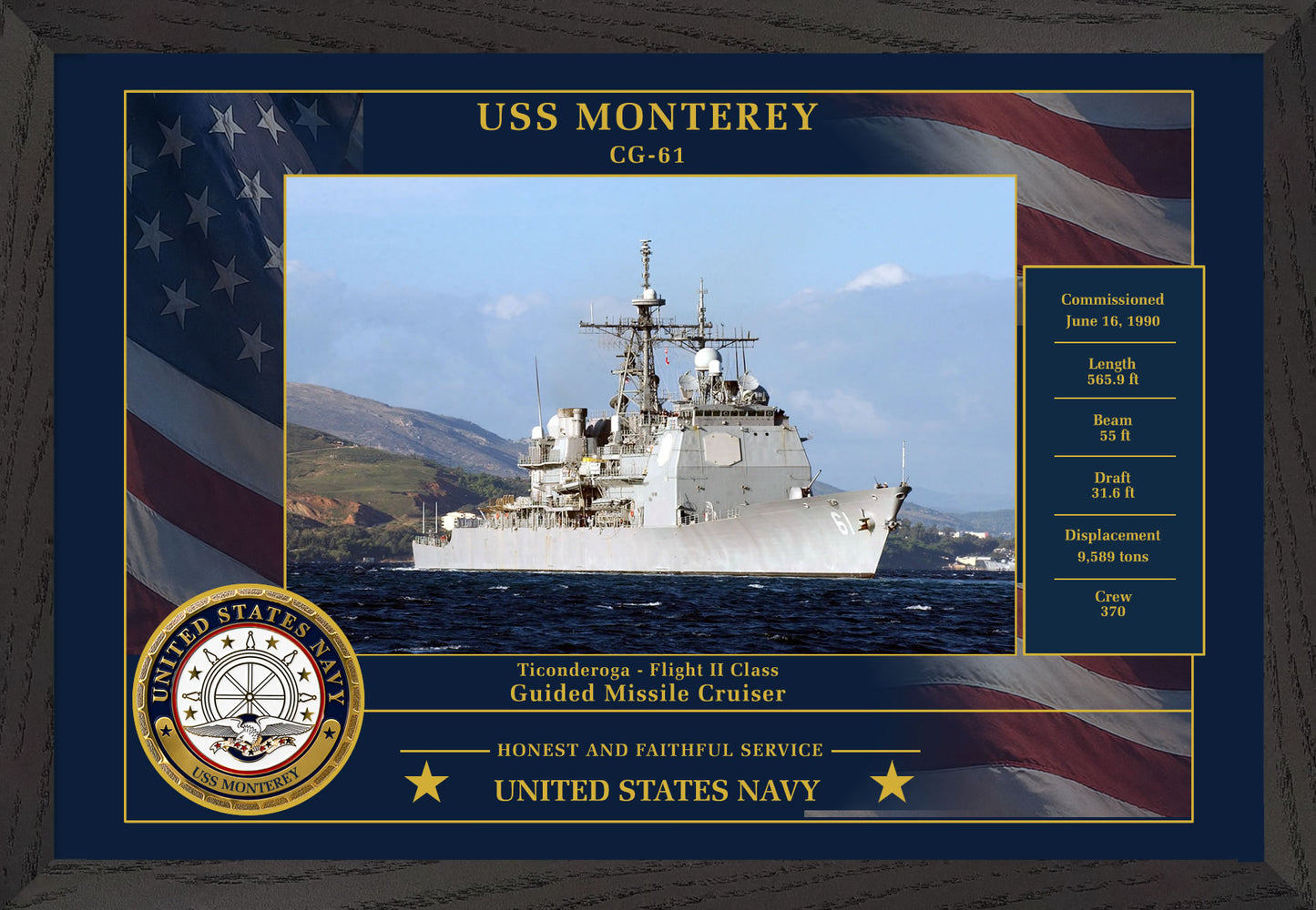 USS Monterey CG-61 Framed Patriotic Photo