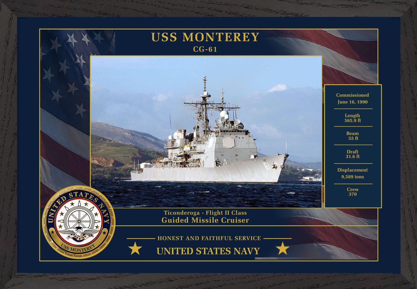 USS Monterey CG-61 Framed Patriotic Photo