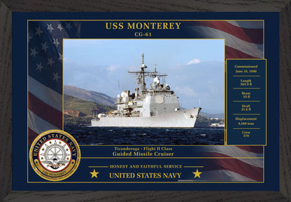 USS Monterey CG-61 Framed Patriotic Photo