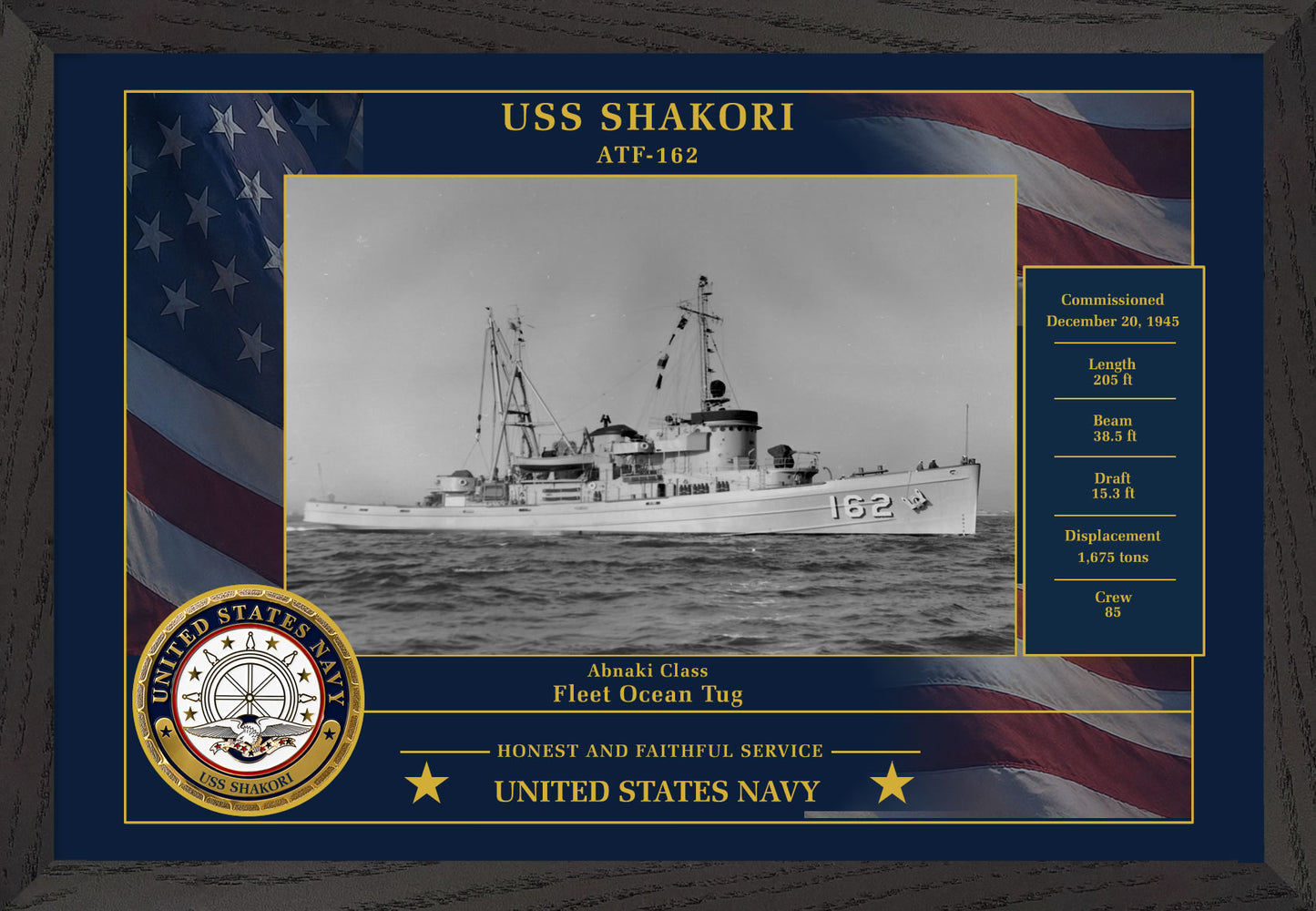 USS Shakori ATF-162 Framed Patriotic Photo