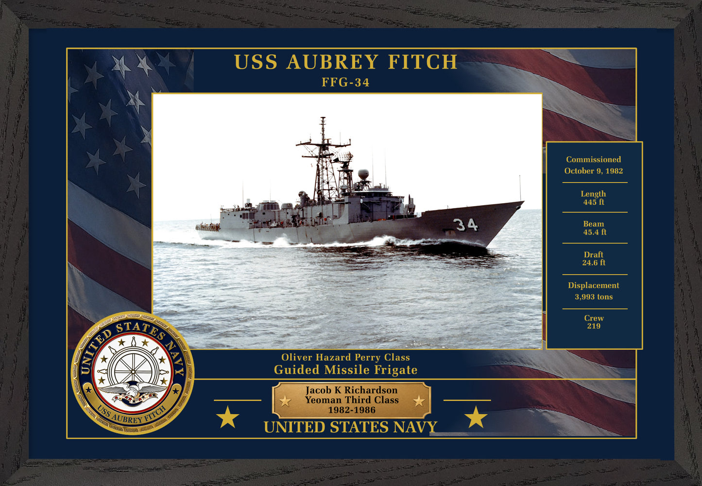 USS Aubrey Fitch FFG-34 Framed Patriotic Photo