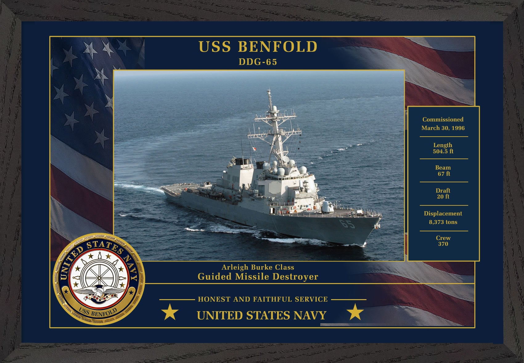 USS Benfold DDG-65 Framed Patriotic Photo