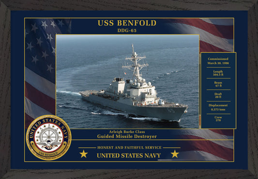 USS Benfold DDG-65 Framed Patriotic Photo