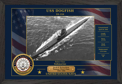 USS Dogfish SS-350 Framed Patriotic Photo