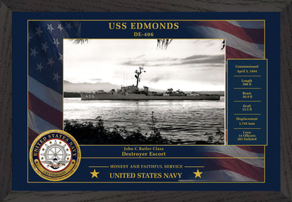 USS Edmonds DE-406 Framed Patriotic Photo