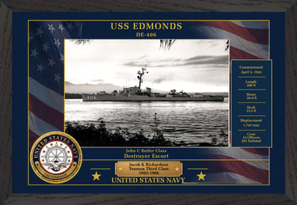 USS Edmonds DE-406 Framed Patriotic Photo