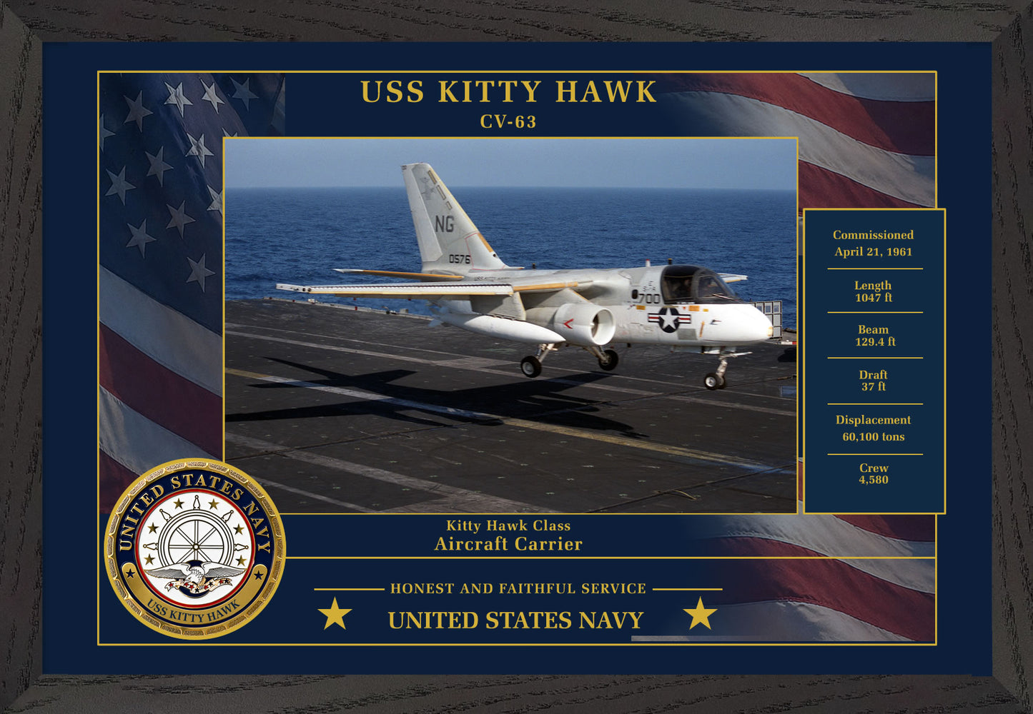 USS Kitty Hawk CV-63 Framed Patriotic Photo