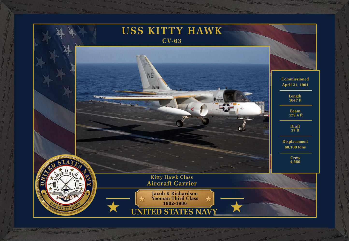 USS Kitty Hawk CV-63 Framed Patriotic Photo