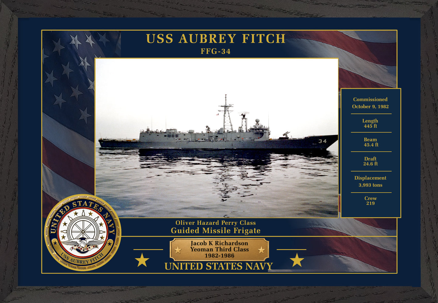 USS Aubrey Fitch FFG-34 Framed Patriotic Photo