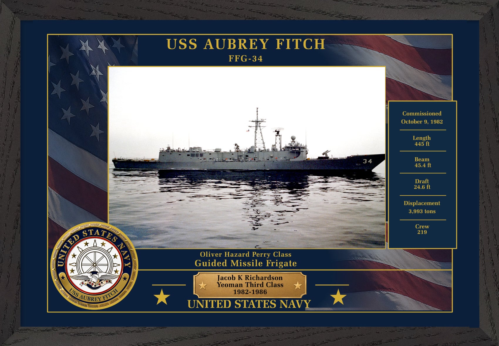 USS Aubrey Fitch FFG-34 Framed Patriotic Photo