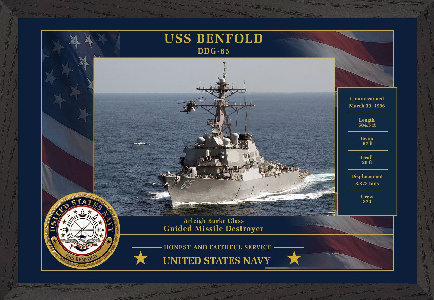 USS Benfold DDG-65 Framed Patriotic Photo