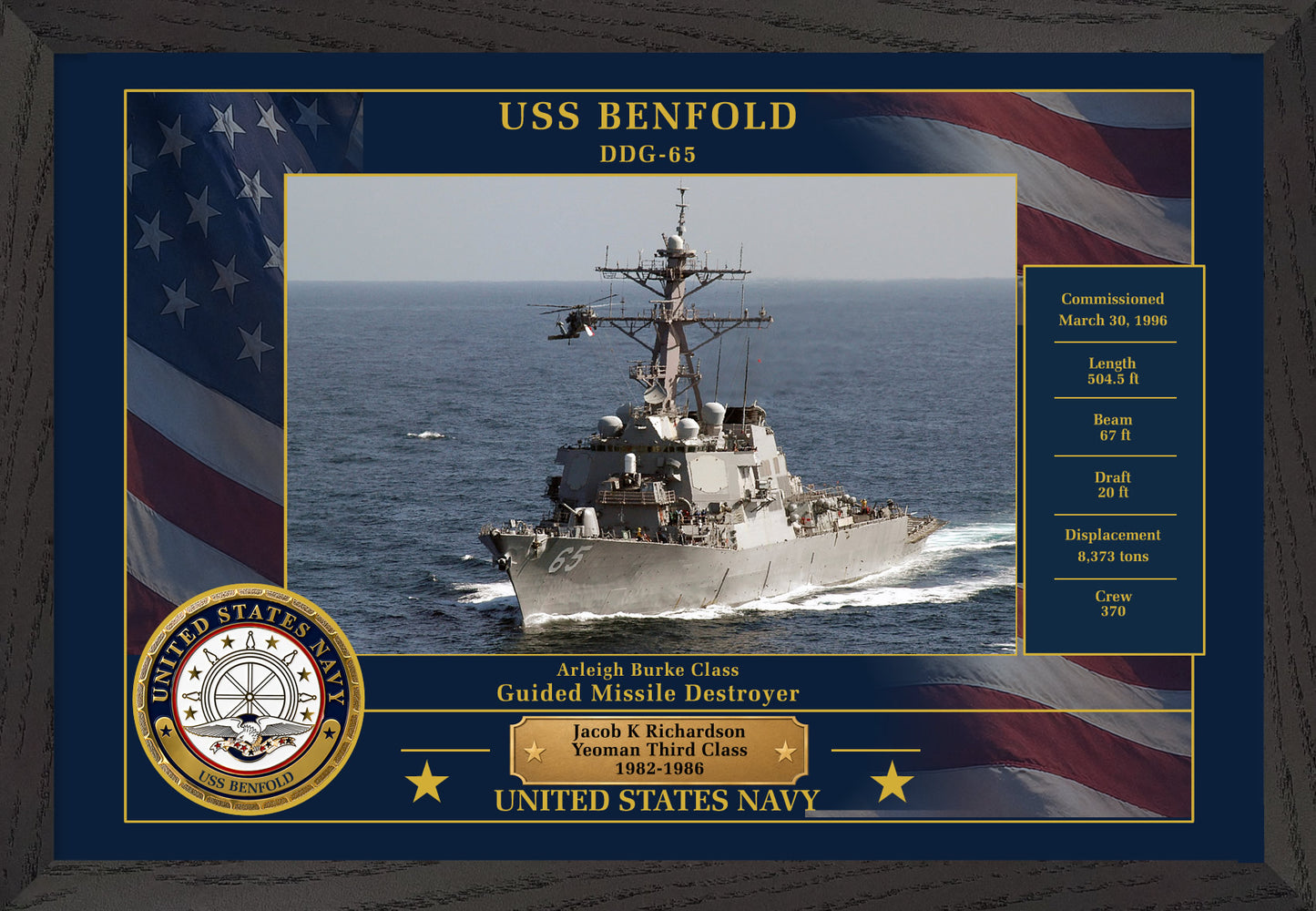 USS Benfold DDG-65 Framed Patriotic Photo